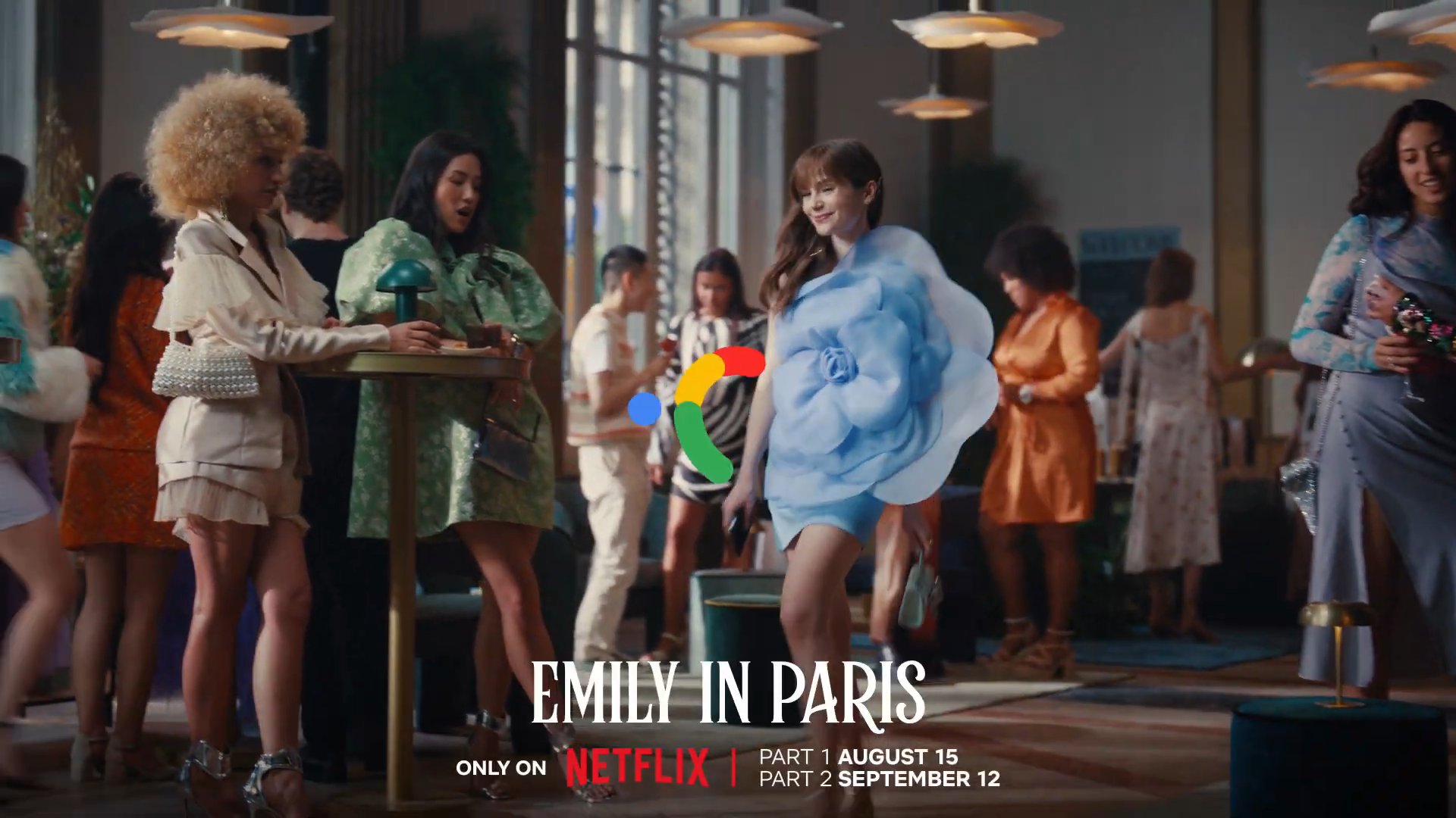 Nalu Rodrigues alongside Lily Collins in the Google Shopping campaign for Emily in Paris.